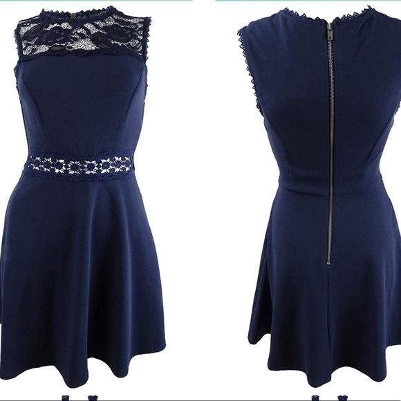 Speechless Juniors' Lace-Top Sheath Evening Dress with pockets! indigo deep blue - Picture 3 of 16